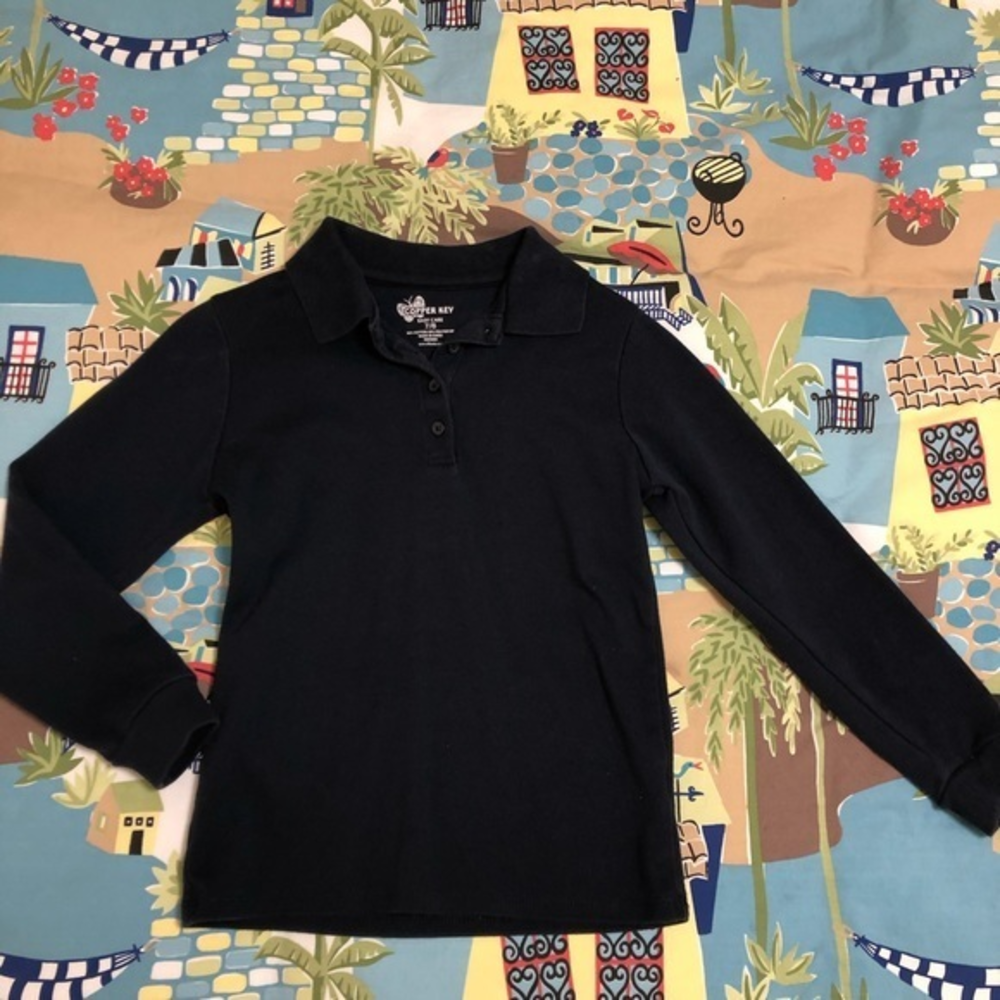 Navy blue school‎ uniform long sleeve girls 7/8